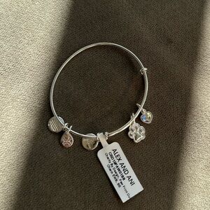 Alex and Ani Silver Paw Print Charm Bangle Bracelet - NWT